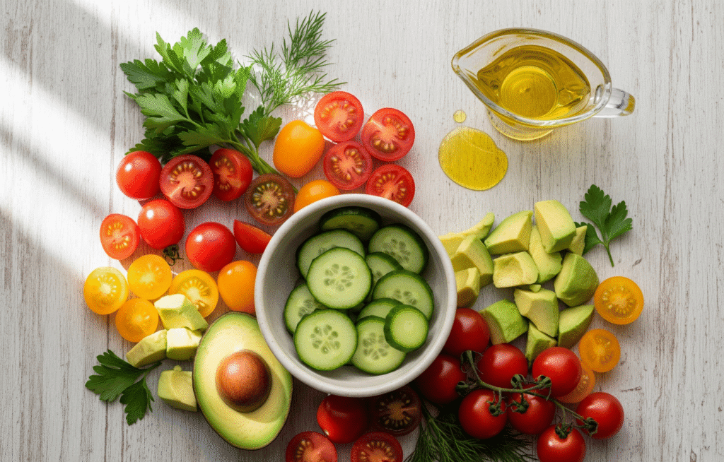 đ„ 30-Minute Cucumber Tomato Avocado Salad!